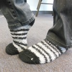 Cushy Striped Socks comfy socks to wear in a show booth