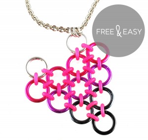 pink to black chainmaille heart