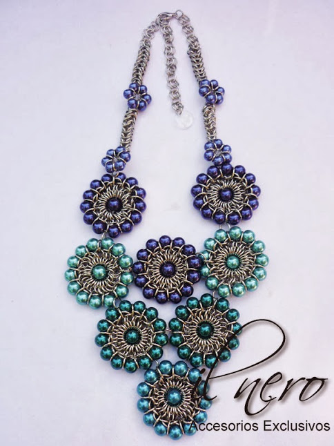 Il Nero chainmaille and beaded necklace