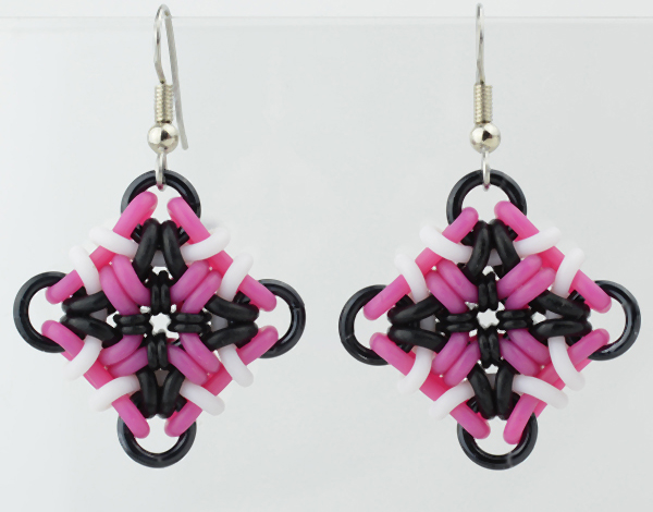 pink and black rubber earring