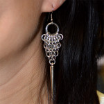 chainmaille spike earring on model