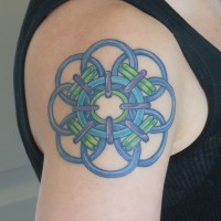 colorful quantum rose chain mail tattoo