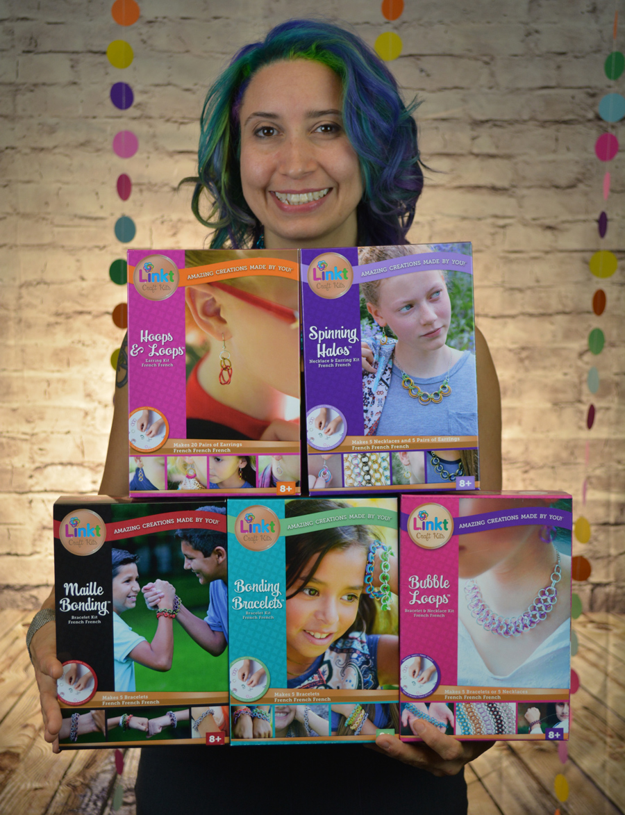 Rebeca Mojica with Linkt Craft Kits boxes