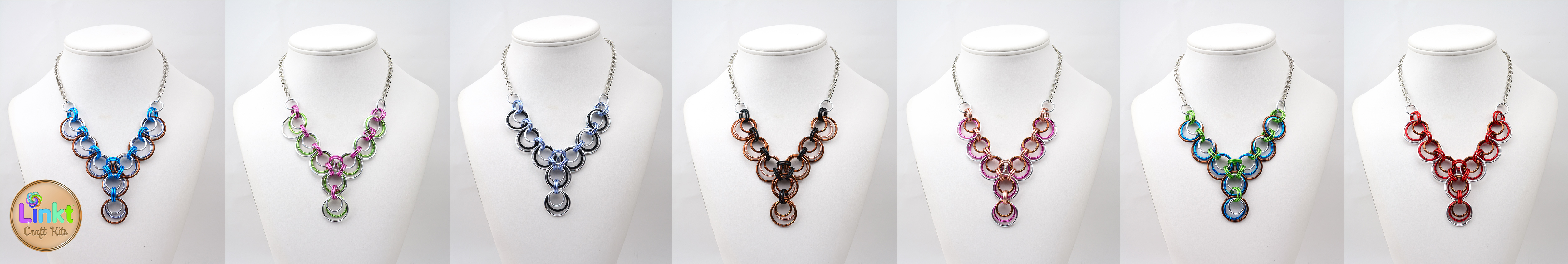 athena Y necklace - 7 different color schemes with Linkt Craft Kits logo