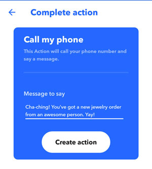 IFTTT screenshot create action call my phone