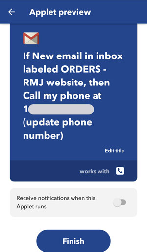 IFTTT screenshot applet preview