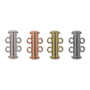 Copper Finish 2-Strand Base Metal Slide Clasp 