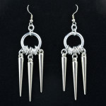 triple spike chainmaille earrings silver color