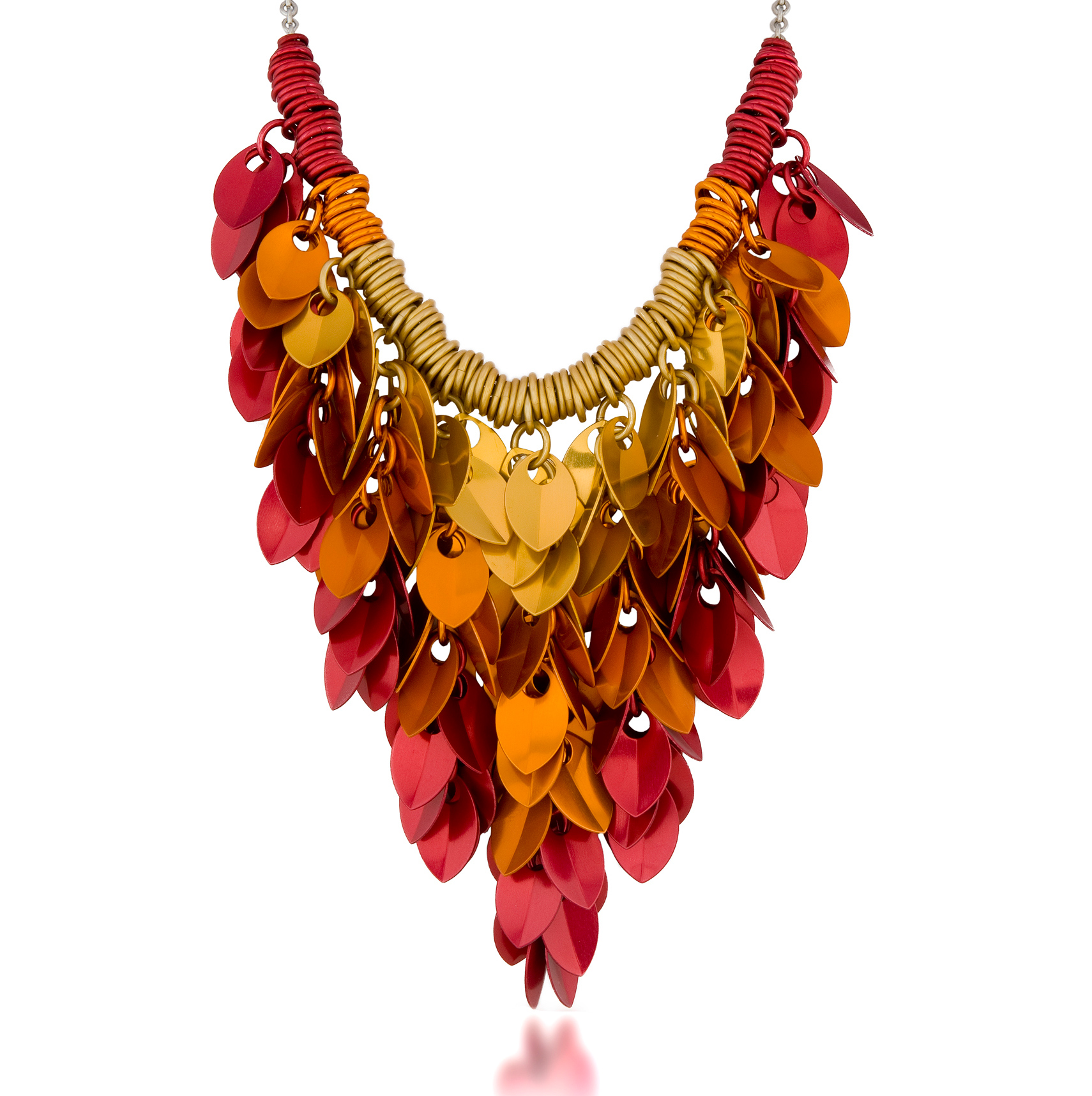 flame colored scalemaille necklace