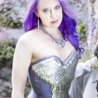 Fashion designer Sally wearing scalemaille corset