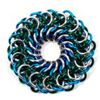 Elfweave Variations, Elfweave Variations, mandala elfweave chainmaille variation in blue and green