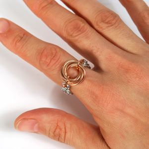 bronze and stainless steel chainmaille ring