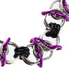 X-Lock Byzantine Bracelet, KIT - X-Lock Byzantine Bracelet - Aluminum w/ Violet "V"s + Black AA Connectors, x-lock byzantine bracelet by rebeca mojica from book CHAINED in aluminum, black and purple jump rings